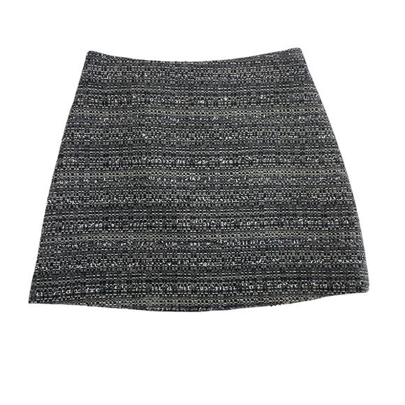 Tory Burch Gray Black Metallic Tweed Wool Mini Skirt Womens 4 AS IS - Picture 1 of 6